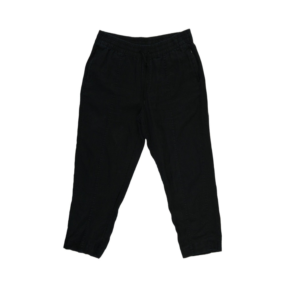 Athleta 100% Linen Jogger Pants Women's Size Medium Black Drawstring Tapered